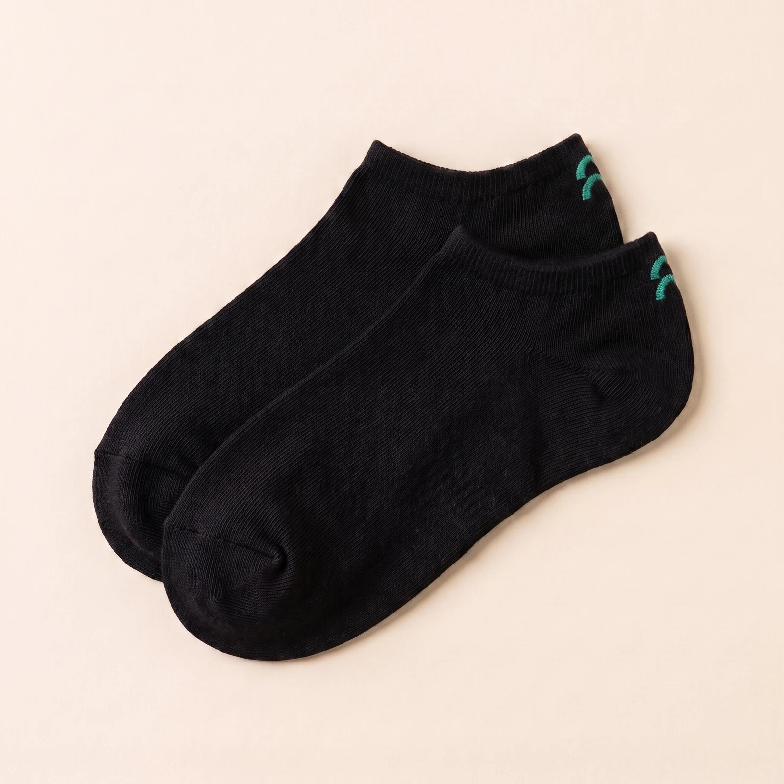 Enkel Sok Zwart, één paar met kleurlabel Teal