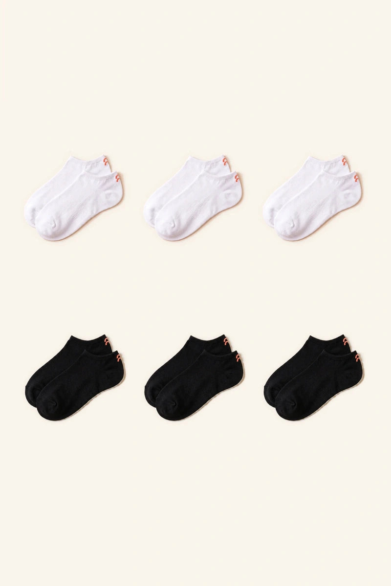 Black & White Pack - Enkel, Koraal. Voorbeeld: 6 paar, 3 wit + 3 zwart